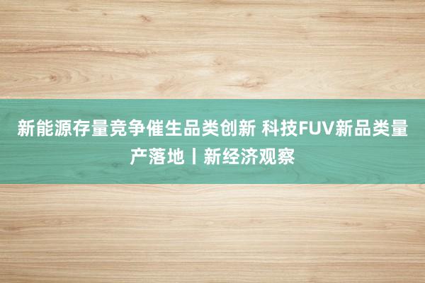新能源存量竞争催生品类创新 科技FUV新品类量产落地丨新经济观察