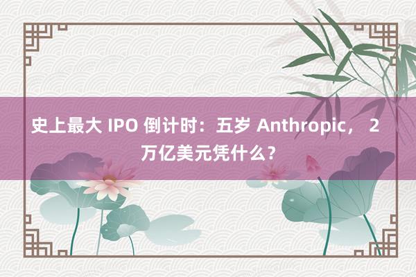 史上最大 IPO 倒计时：五岁 Anthropic， 2 万亿美元凭什么？