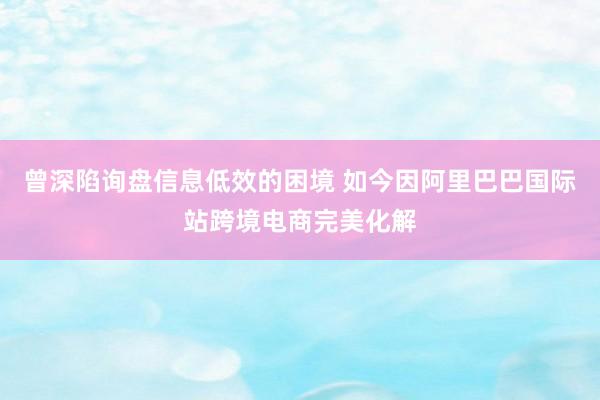 曾深陷询盘信息低效的困境 如今因阿里巴巴国际站跨境电商完美化解