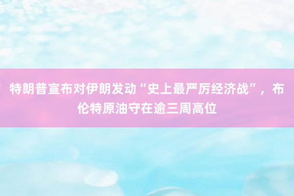 特朗普宣布对伊朗发动“史上最严厉经济战”，布伦特原油守在逾三周高位