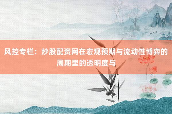 风控专栏：炒股配资网在宏观预期与流动性博弈的周期里的透明度与