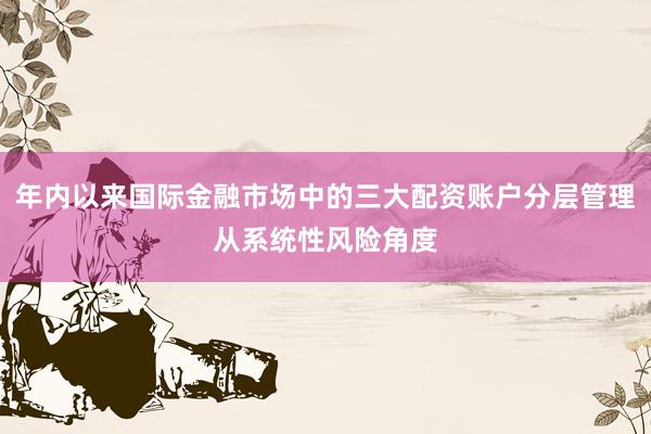 年内以来国际金融市场中的三大配资账户分层管理从系统性风险角度