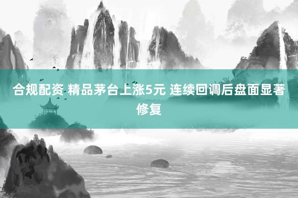 合规配资 精品茅台上涨5元 连续回调后盘面显著修复