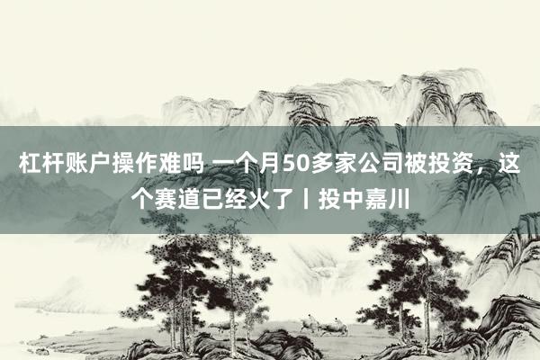杠杆账户操作难吗 一个月50多家公司被投资，这个赛道已经火了丨投中嘉川