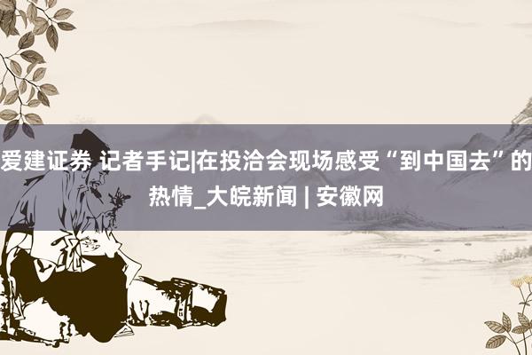爱建证券 记者手记|在投洽会现场感受“到中国去”的热情_大皖新闻 | 安徽网