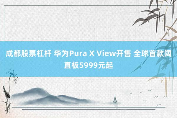 成都股票杠杆 华为Pura X View开售 全球首款阔直板5999元起