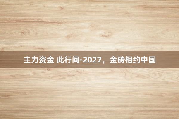 主力资金 此行间·2027，金砖相约中国