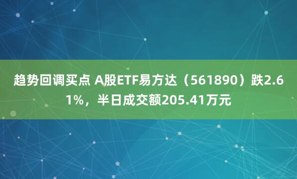 趋势回调买点 A股ETF易方达（561890）跌2.61%，半日成交额205.41万元
