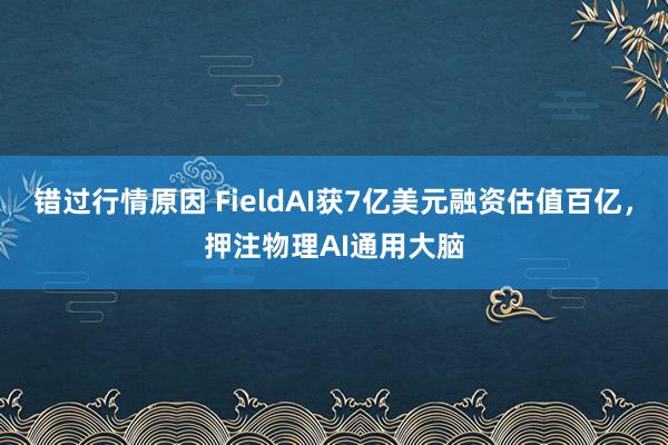 错过行情原因 FieldAI获7亿美元融资估值百亿，押注物理AI通用大脑