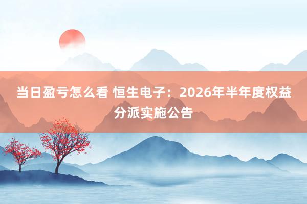 当日盈亏怎么看 恒生电子：2026年半年度权益分派实施公告