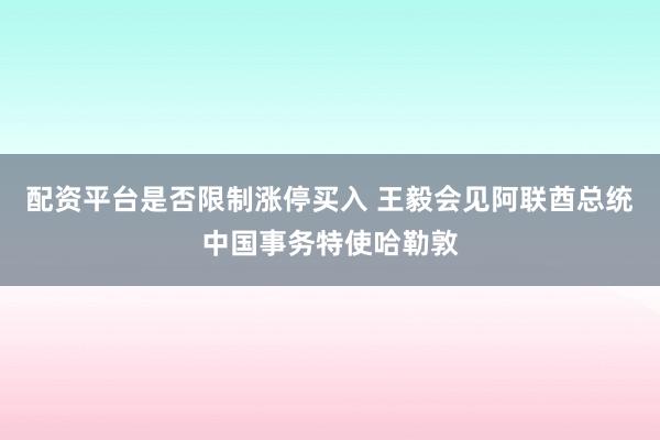 配资平台是否限制涨停买入 王毅会见阿联酋总统中国事务特使哈勒敦